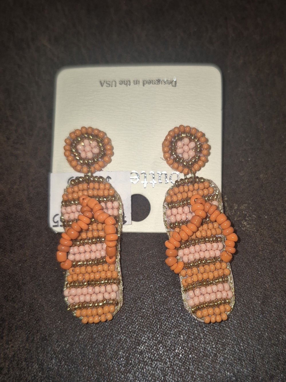 Handcrafted Orange & Pink Beaded Drop Earrings